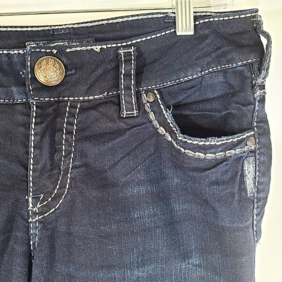 Silver Jeans Dark Indigo Wash Suki Bootcut Denim Jeans 32x25 - Picture 4 of 11